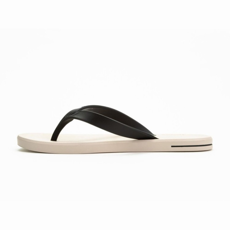 Beige / Black Men's Ipanema Posto 10 Flip Flops | WDHSEU-936