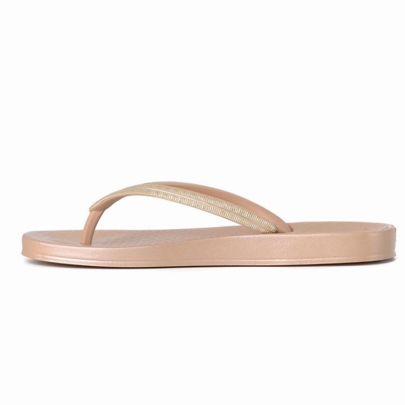 Beige / Gold Women's Ipanema Ana Metallic IV Flip Flops | MOHUJF-726