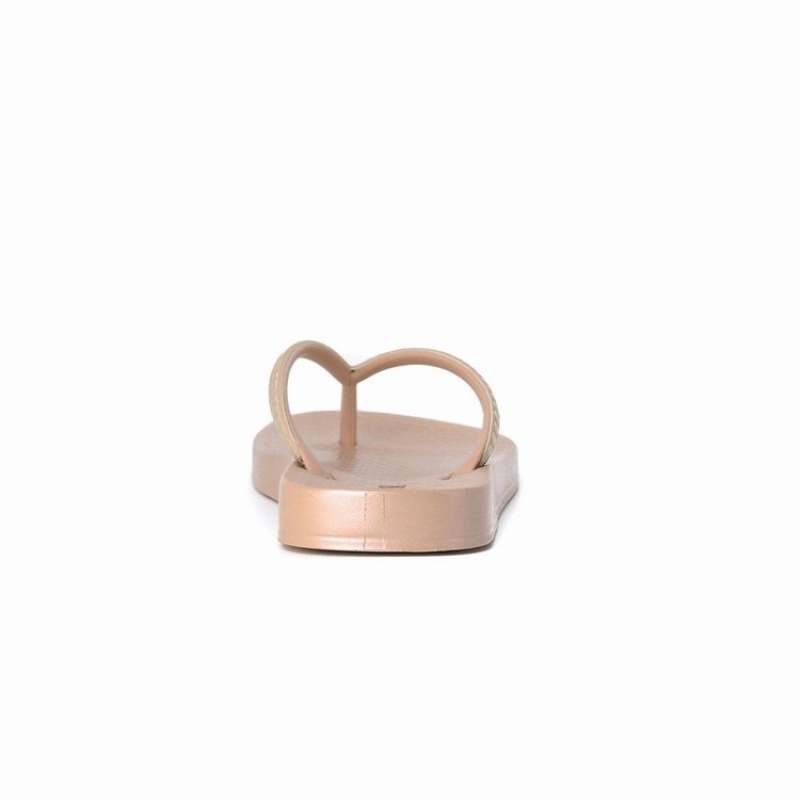 Beige / Gold Women's Ipanema Ana Metallic IV Flip Flops | MOHUJF-726