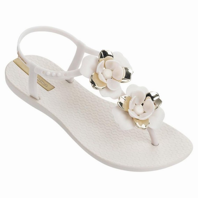 Beige / Gold Women's Ipanema Floret Sandals | HWQMSF-804