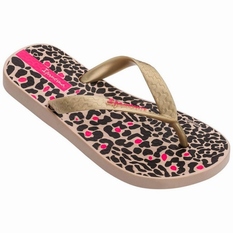 Beige / Gold / Black Kids' Ipanema Tropics Flip Flops | ORCTPI-501