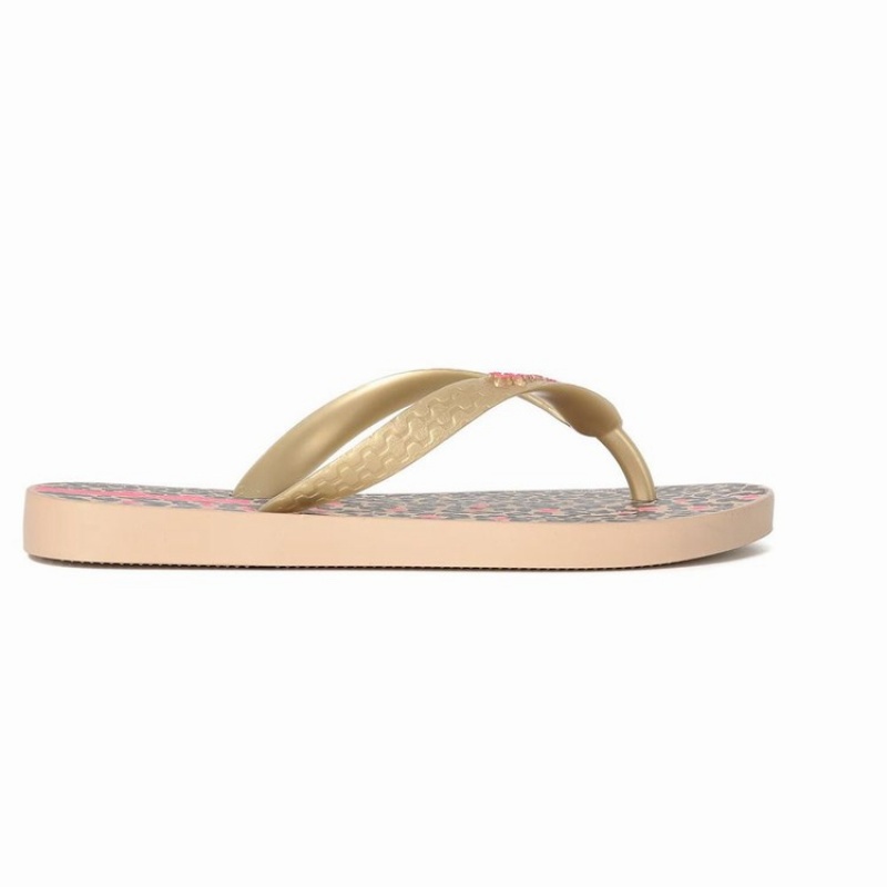 Beige / Gold / Black Kids' Ipanema Tropics Flip Flops | ORCTPI-501