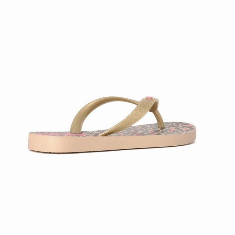 Beige / Gold / Black Kids' Ipanema Tropics Flip Flops | ORCTPI-501