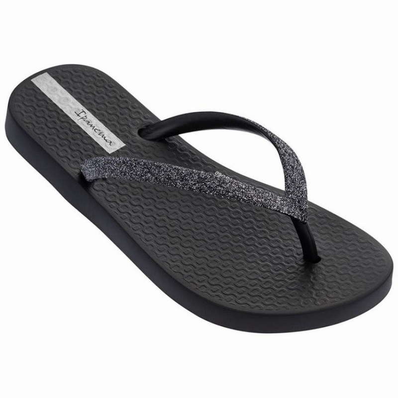 Black Kids' Ipanema Glitter IV Flip Flops | NMPYIX-921