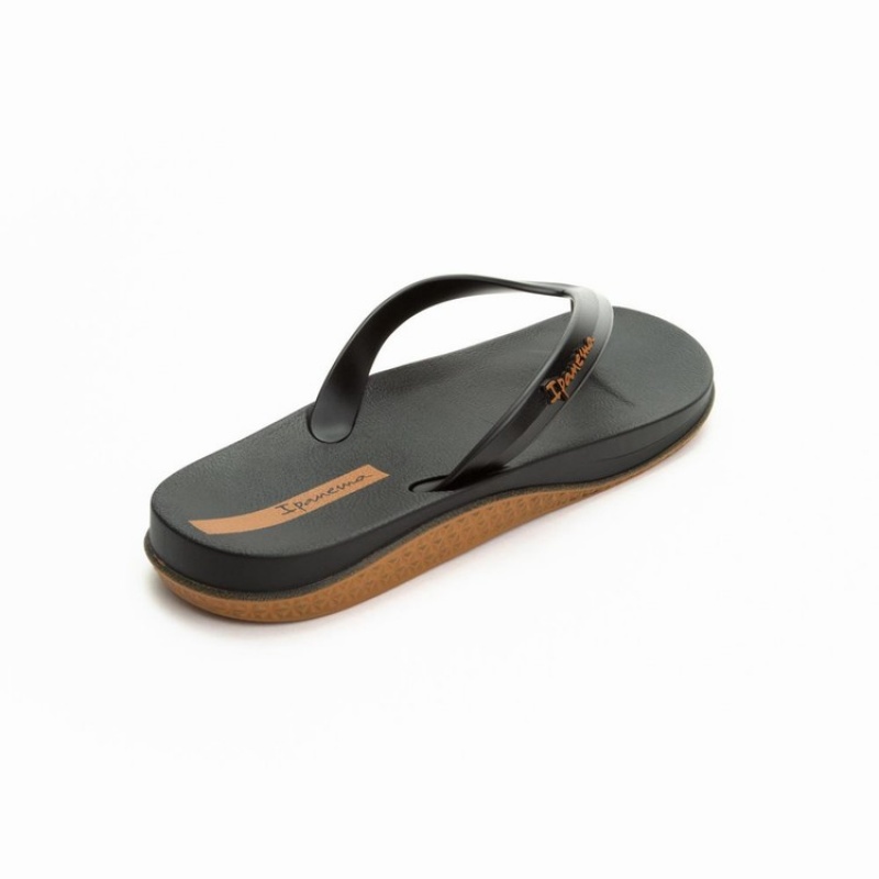 Black Men's Ipanema Ana Lapa Flip Flops | OJYGHE-769