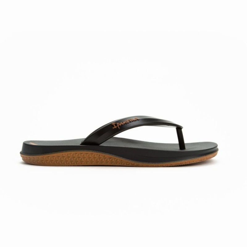 Black Men's Ipanema Ana Lapa Flip Flops | OJYGHE-769