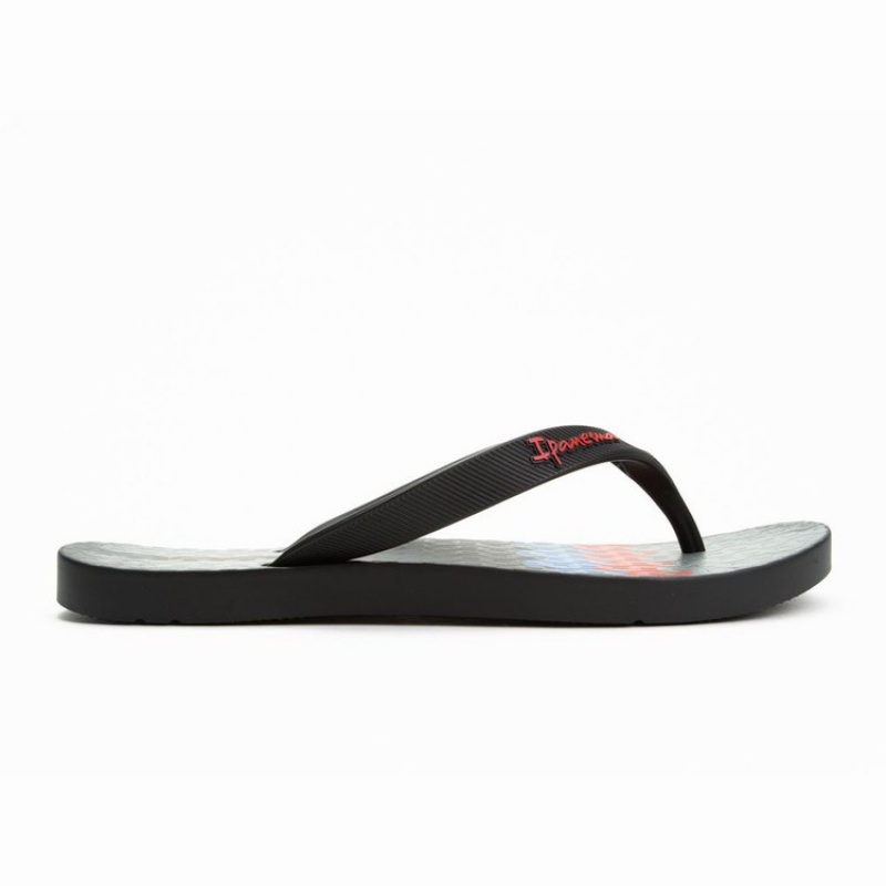 Black Men's Ipanema Arpo Wave Flip Flops | RIMESP-625