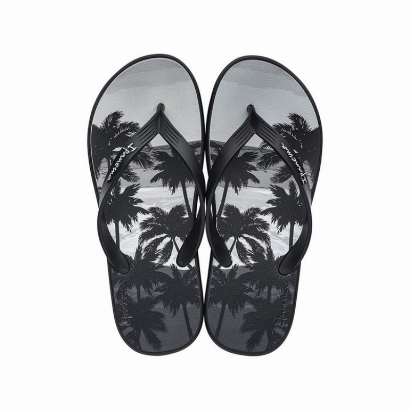 Black Men\'s Ipanema Posto 10 Temas Flip Flops | NWUFYB-321