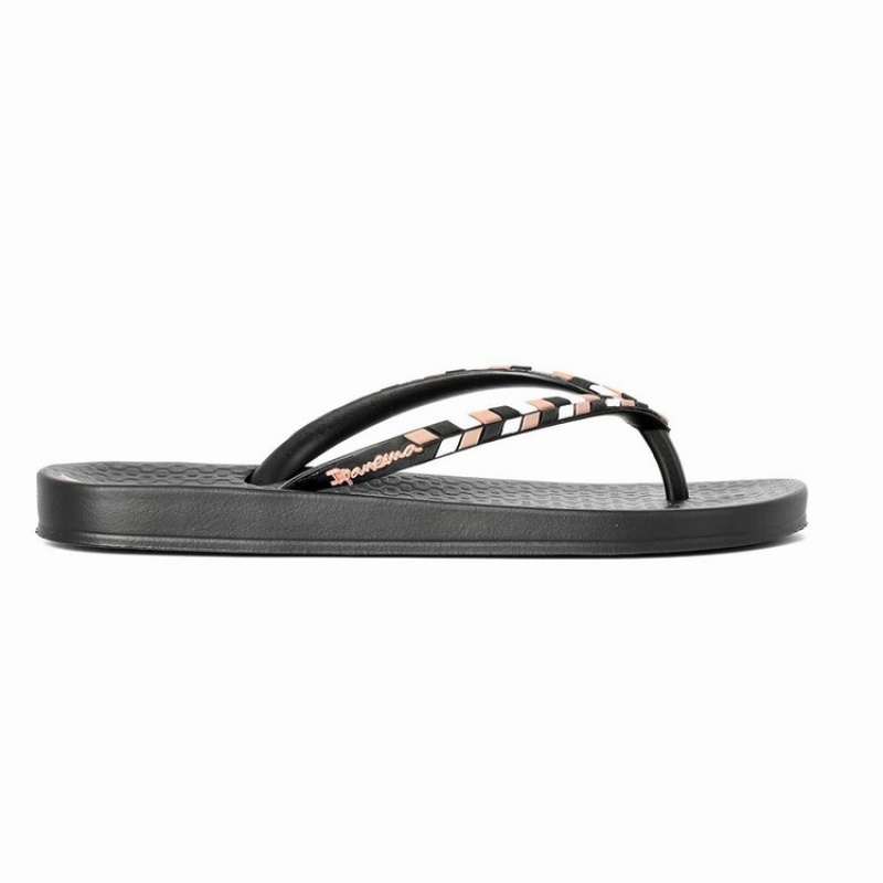 Black Women's Ipanema Ana Lovely X Flip Flops | MLVCXP-367