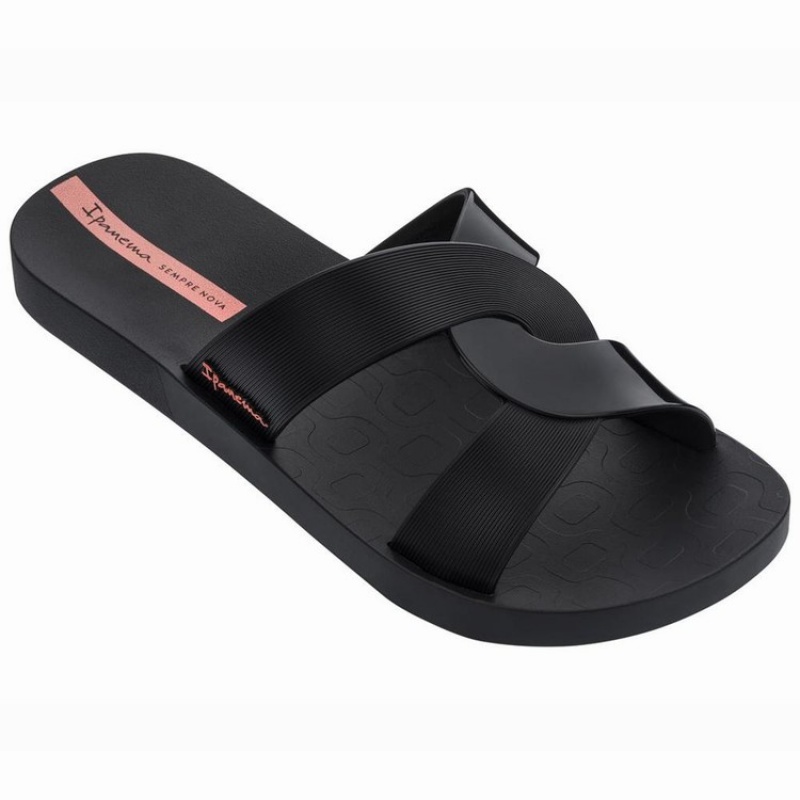 Black Women's Ipanema Feel Slides | UQSOTG-758