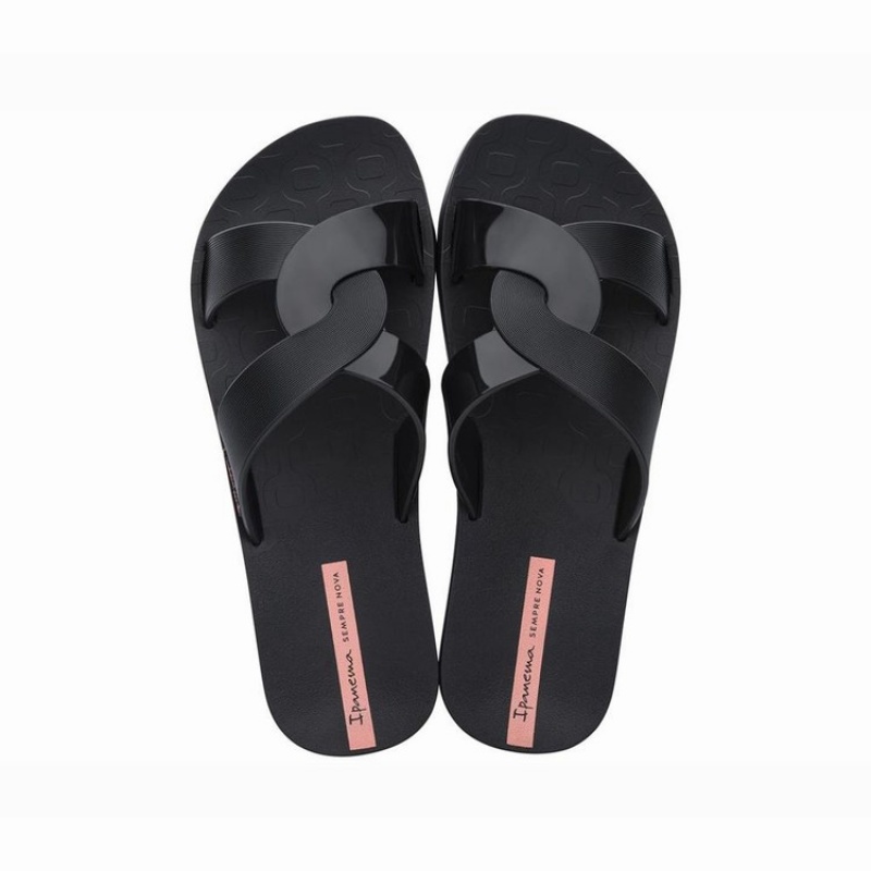 Black Women\'s Ipanema Feel Slides | UQSOTG-758