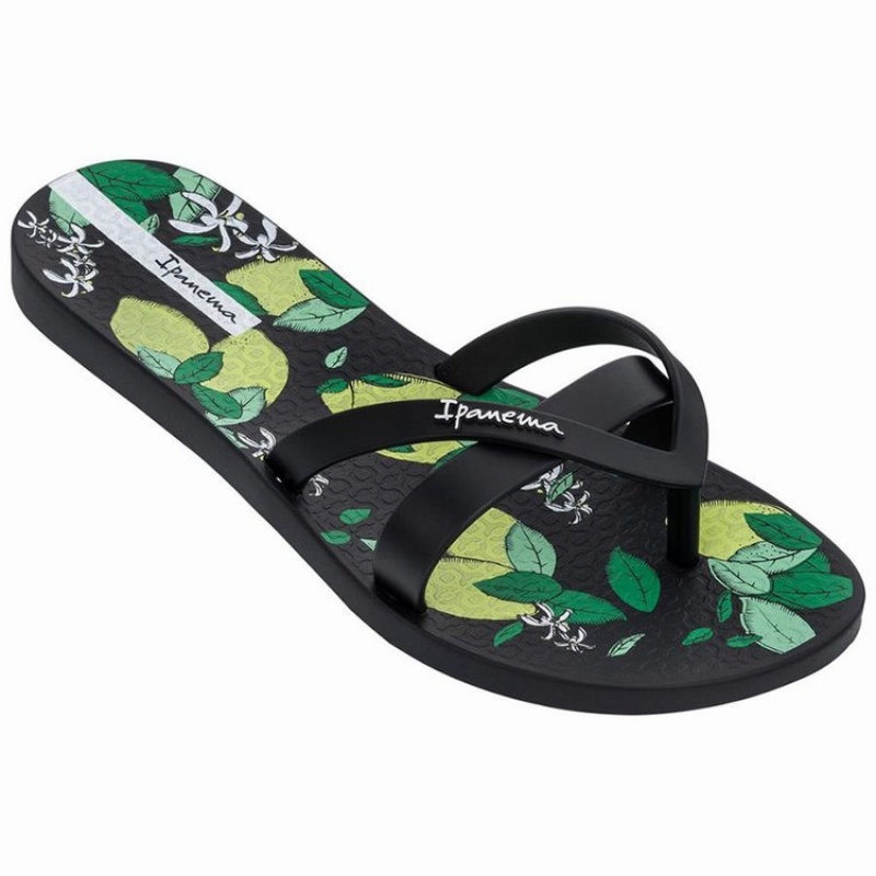 Black Women's Ipanema Kirei Silk V Flip Flops | ZFXTBG-291