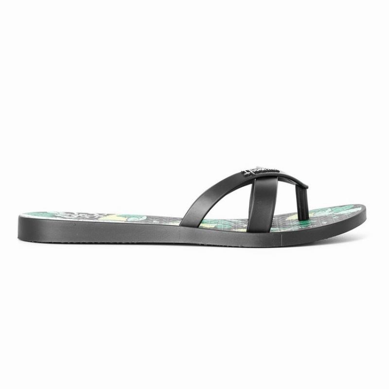 Black Women's Ipanema Kirei Silk V Flip Flops | ZFXTBG-291