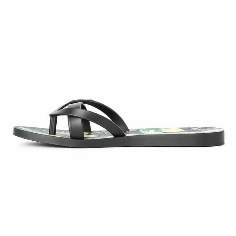 Black Women's Ipanema Kirei Silk V Flip Flops | ZFXTBG-291