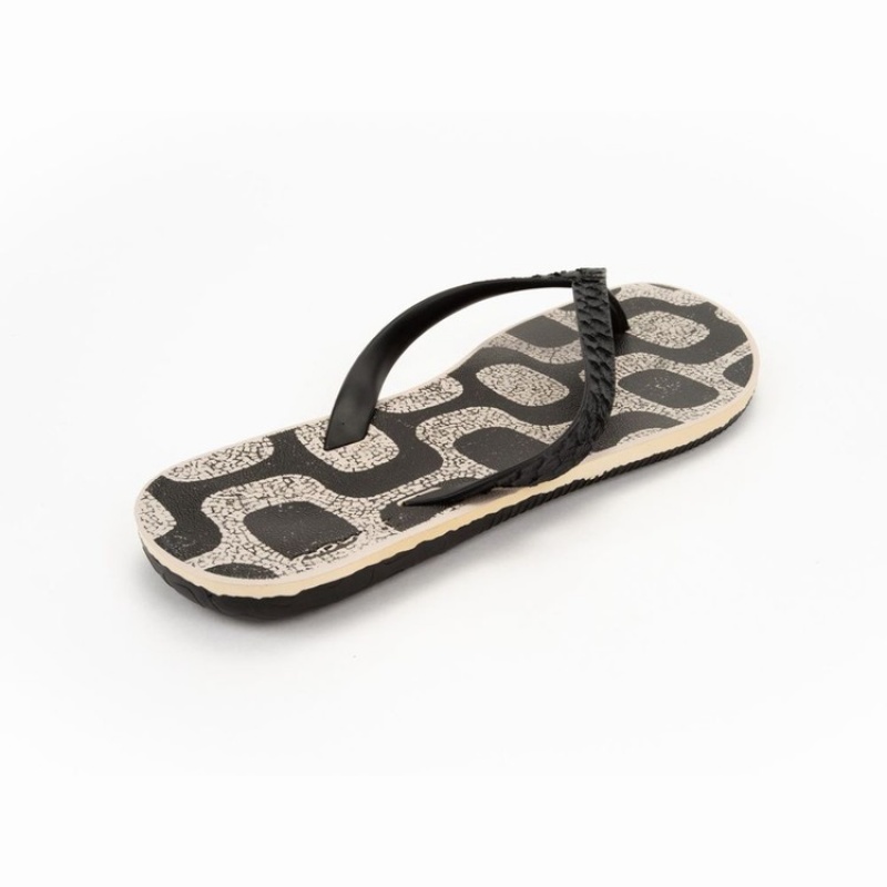 Black / Beige Men's Ipanema RJ Flip Flops | VODJZK-687