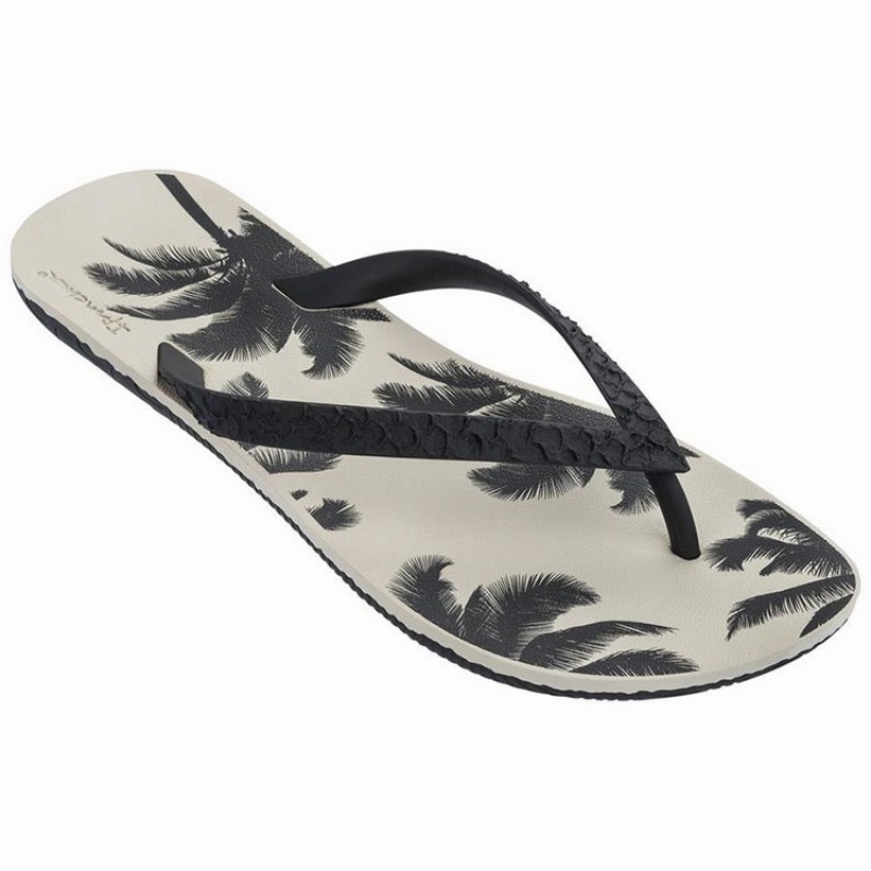 Black / Beige Men's Ipanema RJ Flip Flops | FKMVGB-217