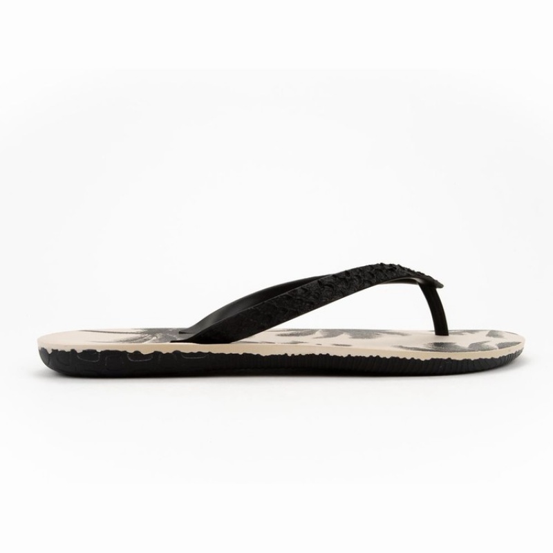 Black / Beige Men's Ipanema RJ Flip Flops | FKMVGB-217