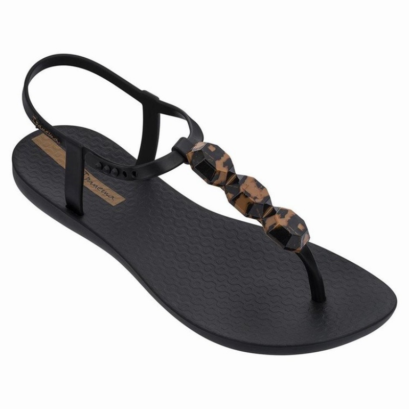 Black / Brown Women\'s Ipanema Charm VII Marble Sandals | XPKGHC-659