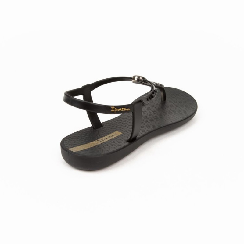 Black / Gold Women's Ipanema Braid Sandals | AZLVUK-954