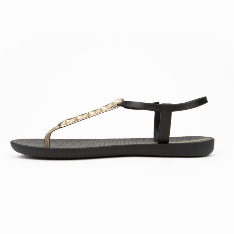 Black / Gold Women's Ipanema Braid Sandals | AZLVUK-954