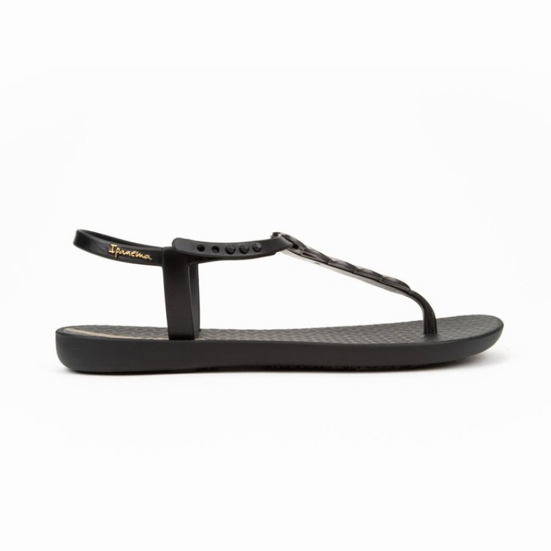 Black / Gold Women's Ipanema Braid Sandals | AZLVUK-954