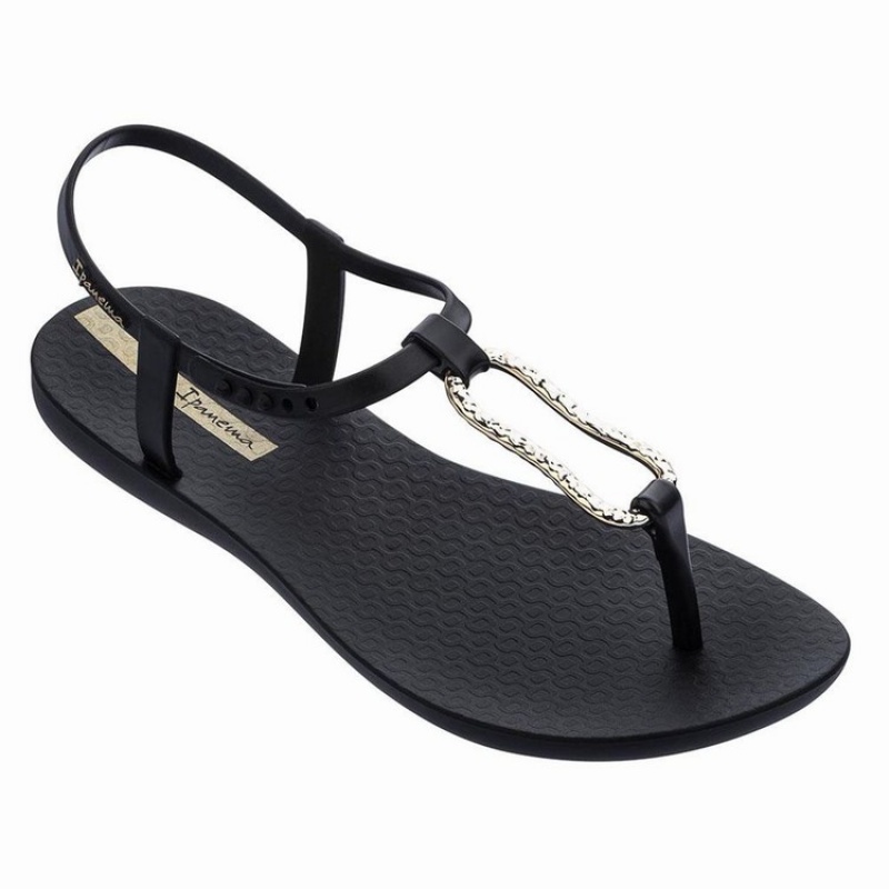 Black / Gold Women\'s Ipanema Class Mood Sandals | LCXKPO-396