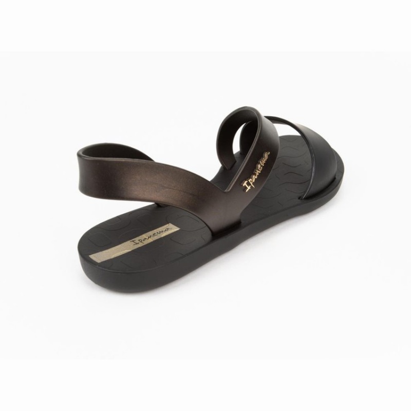 Black / Gold Women's Ipanema Vibe Sandals | WMYGKH-642