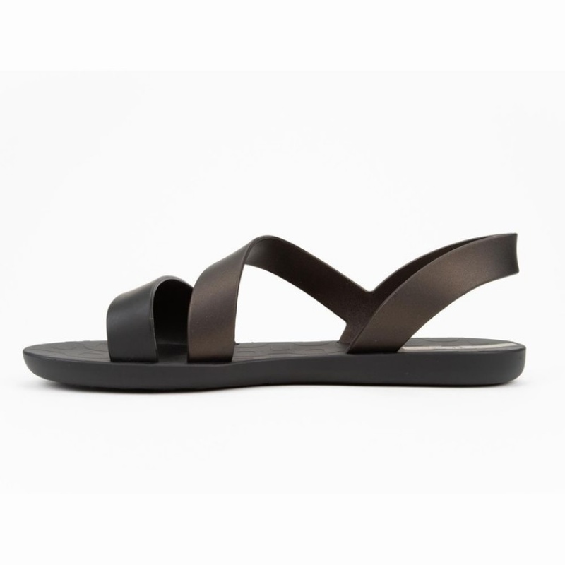 Black / Gold Women's Ipanema Vibe Sandals | WMYGKH-642