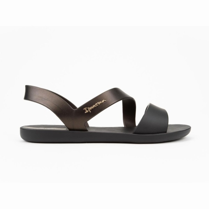 Black / Gold Women's Ipanema Vibe Sandals | WMYGKH-642