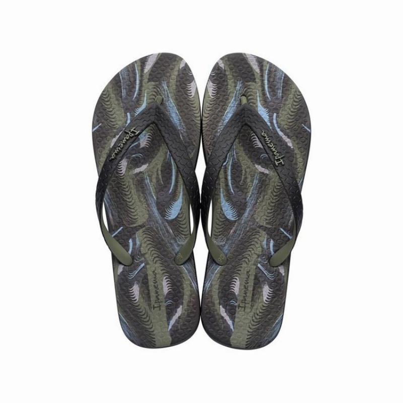 Black / Green Men\'s Ipanema Parati II Flip Flops | MKFXPR-126