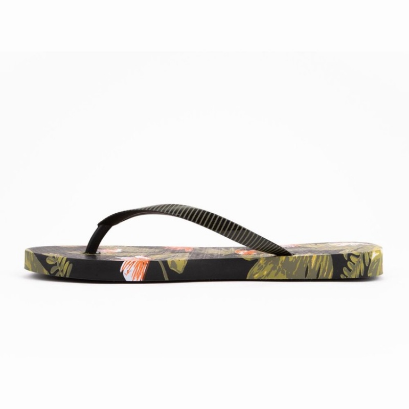 Black / Green Women's Ipanema Paradise Flip Flops | RVIXNH-815