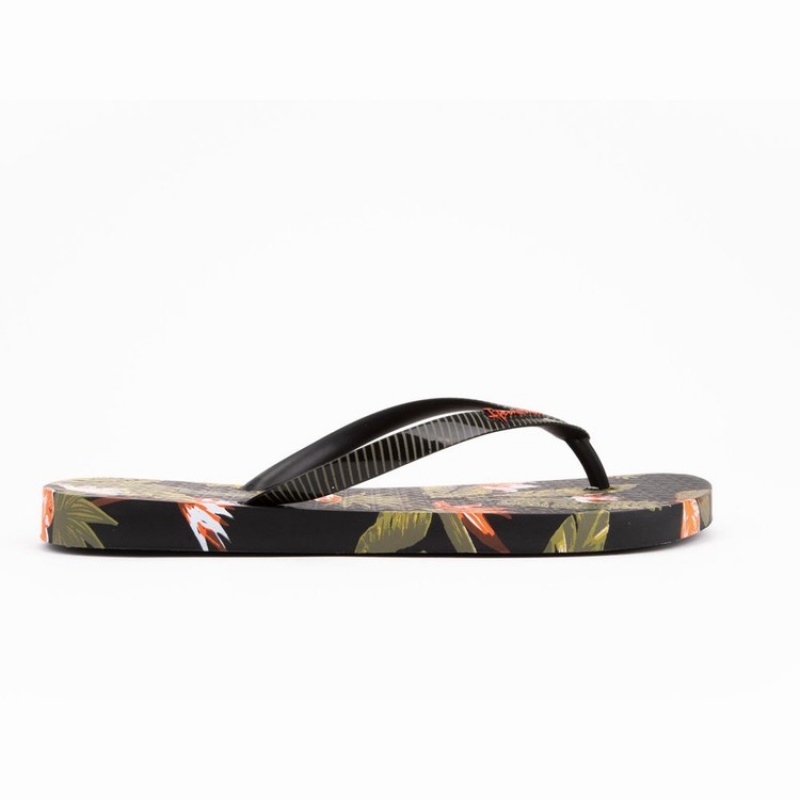 Black / Green Women's Ipanema Paradise Flip Flops | RVIXNH-815