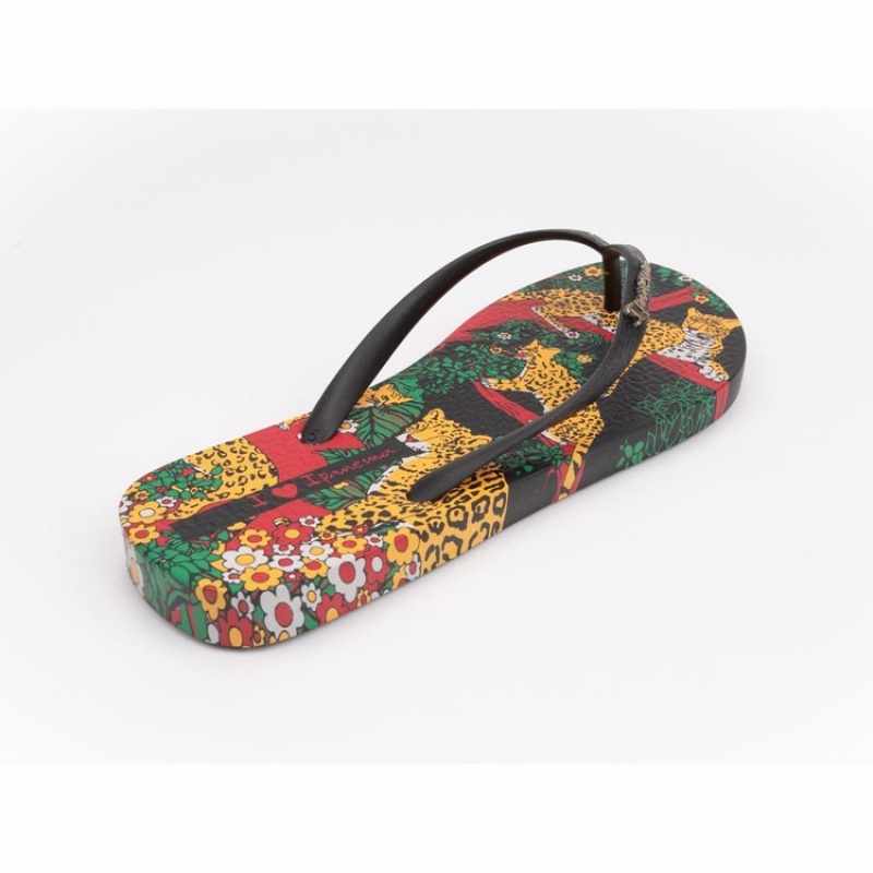 Black / Green / Yellow Women's Ipanema Pop Flip Flops | MABURF-571