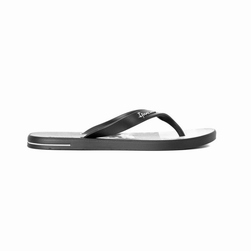 Black / Grey Men's Ipanema 10 Palm Flip Flops | GJYVDW-983