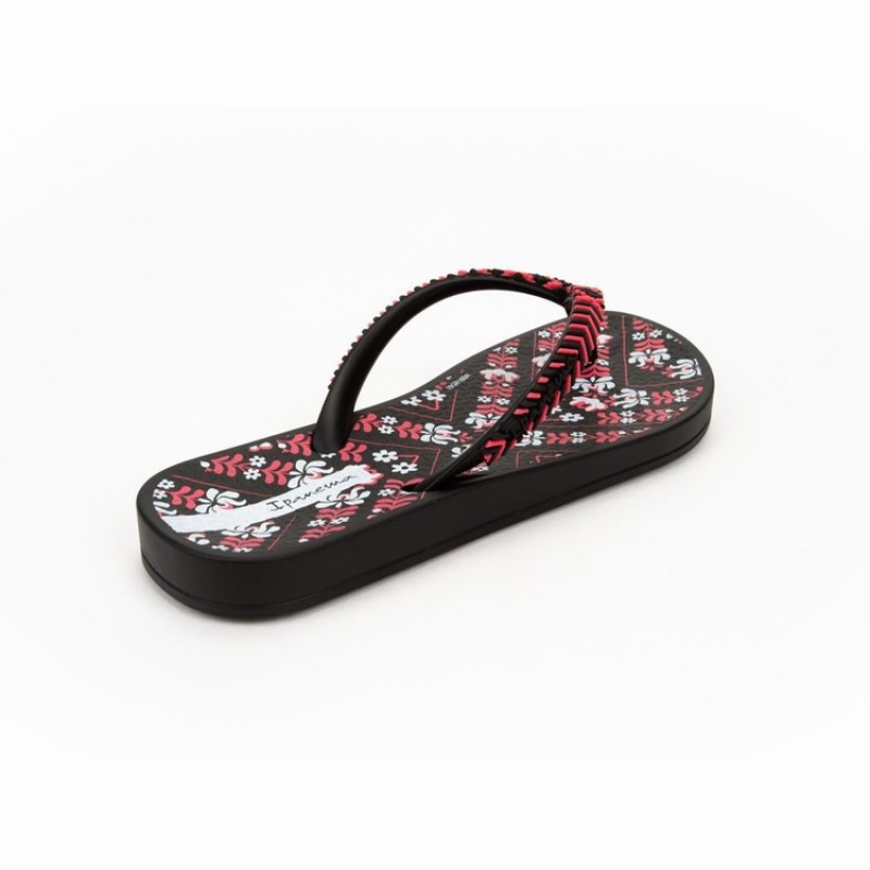 Black / Pink Kids' Ipanema Ana Lovely II Flip Flops | RDHBMY-701