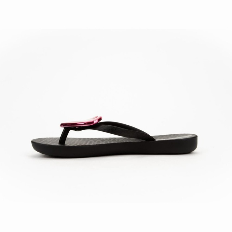 Black / Red Kids' Ipanema Wave Heart Flip Flops | FRSHAK-204