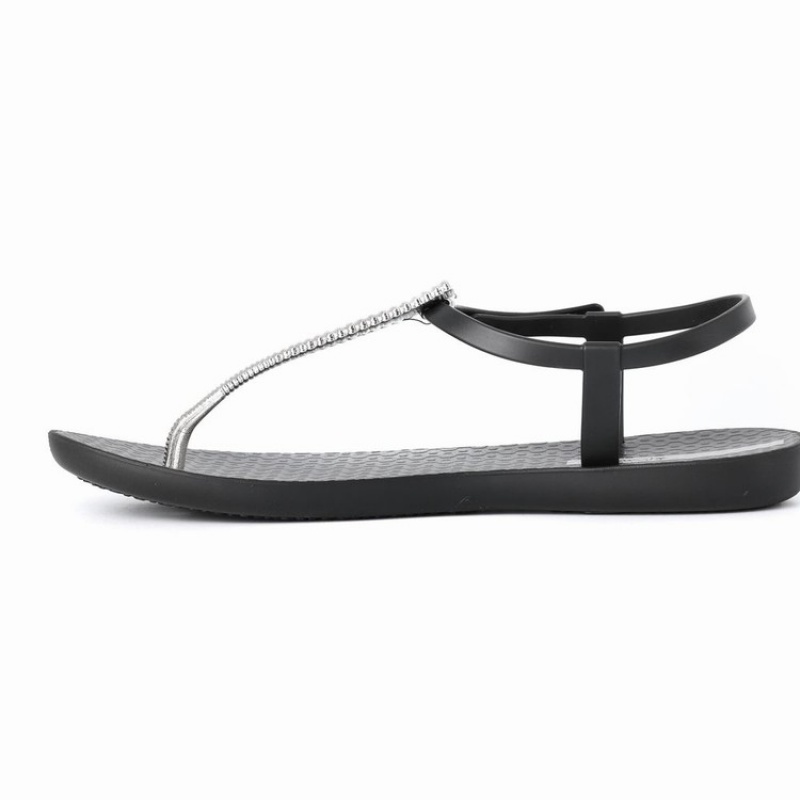 Black / Silver Women's Ipanema Ribba Sandals | TQNSAG-579