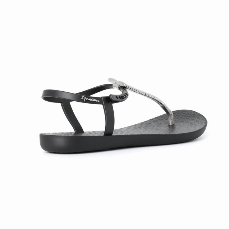 Black / Silver Women\'s Ipanema Ribba Sandals | TQNSAG-579