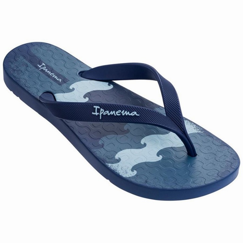 Blue Men's Ipanema Arpo Wave Flip Flops | KLRCTX-896