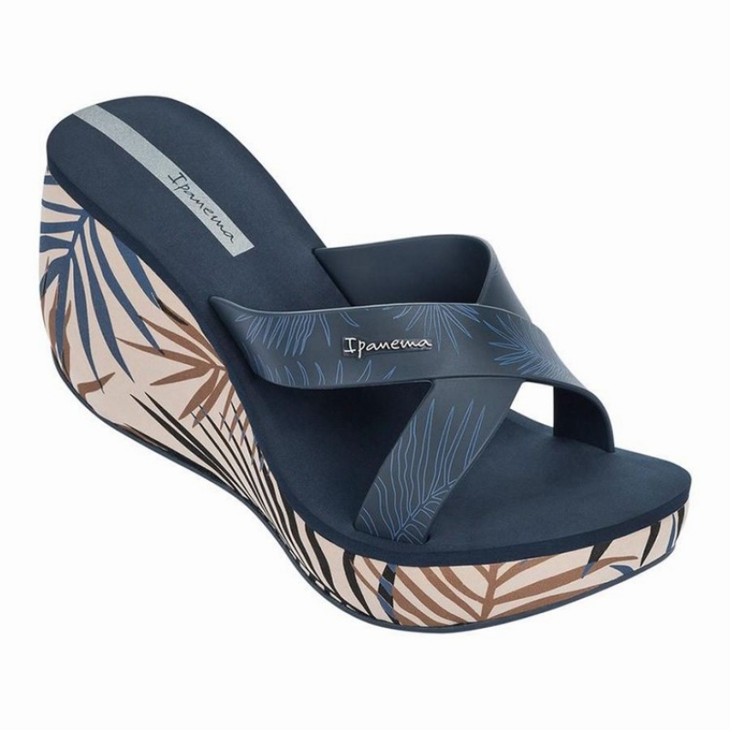 Blue Women\'s Ipanema X Wedge Slides | HXRFYW-168