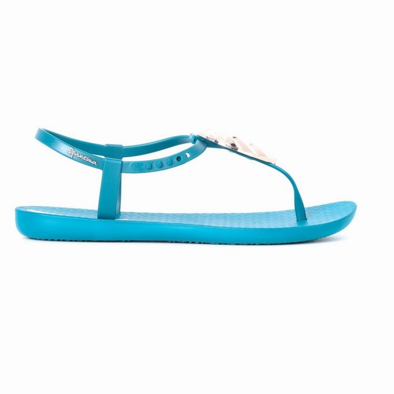 Blue / Gold Women's Ipanema Leaf Sandals | TCFBHO-572