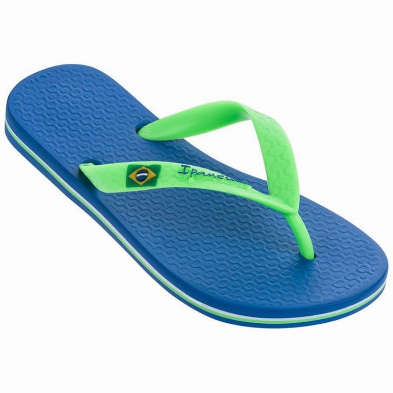 Blue / Green Kids' Ipanema Brazil Flip Flops | BRWMJV-549