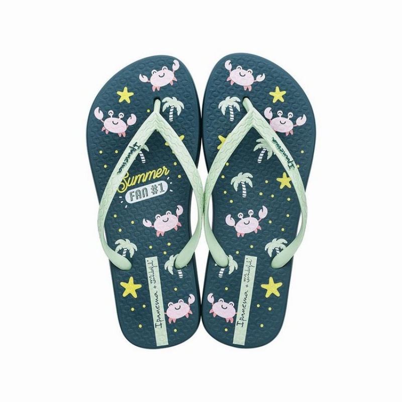 Blue / Green Women's Ipanema Mr. Wonderful II Flip Flops | VRUTIL-956