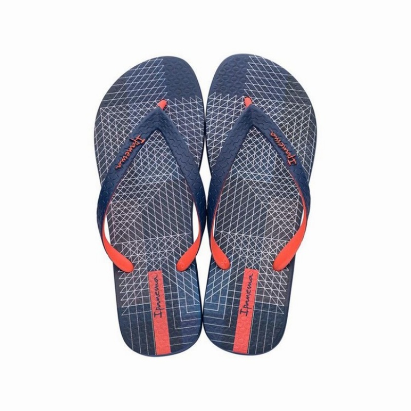 Blue / Orange Men\'s Ipanema Parati II Flip Flops | RWSQBZ-537