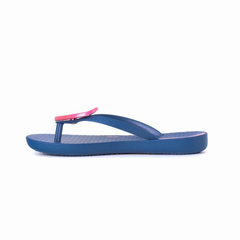 Blue / Pink Kids' Ipanema Wave Heart Flip Flops | AVFZCX-230