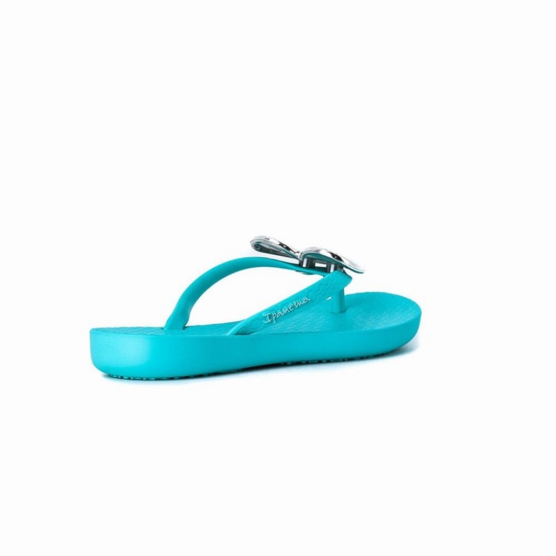 Blue / Silver Kids' Ipanema Wave Heart Flip Flops | FGIJOL-621