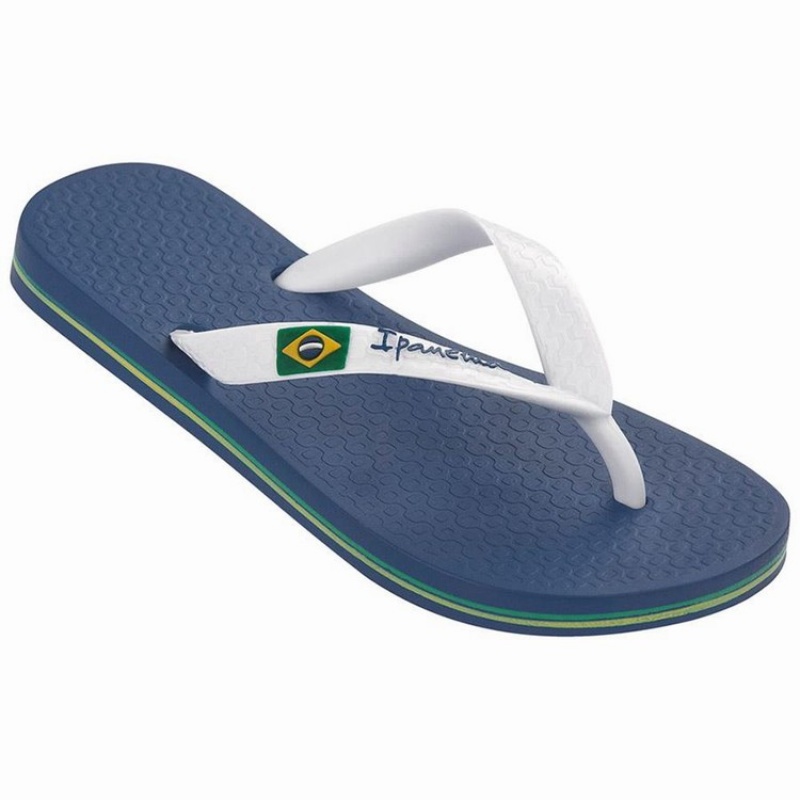 Blue / White Kids' Ipanema Brazil Flip Flops | KCISWF-265