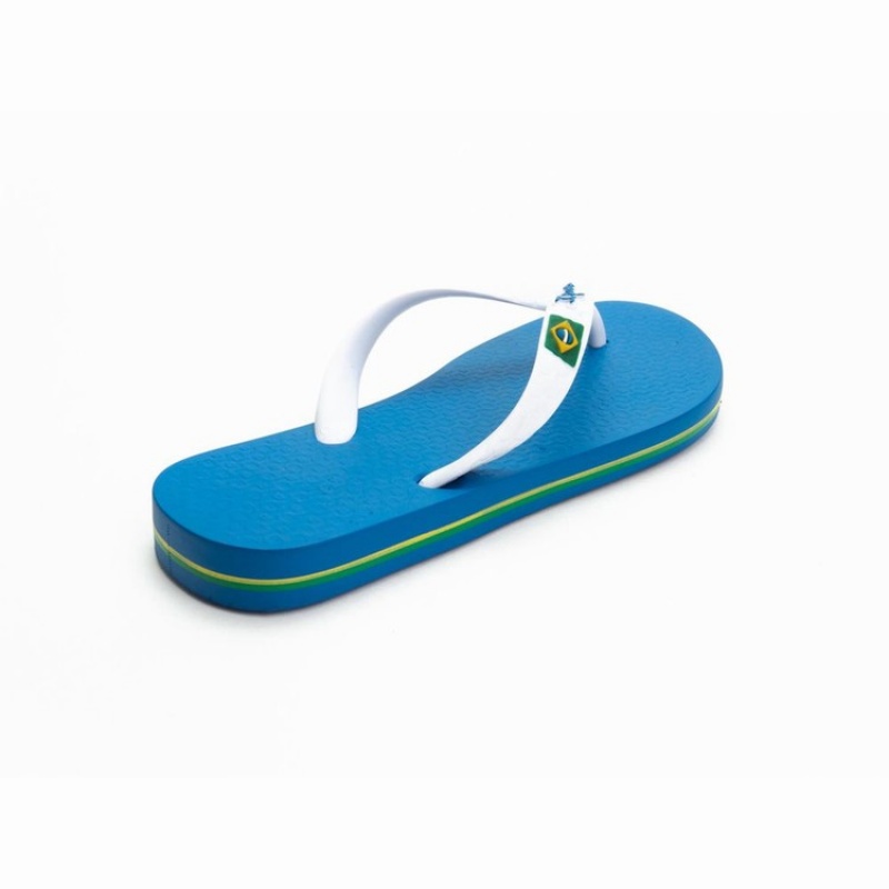 Blue / White Kids' Ipanema Brazil Flip Flops | KCISWF-265