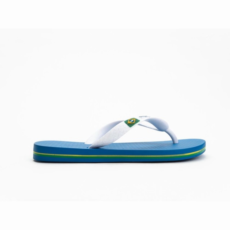 Blue / White Kids' Ipanema Brazil Flip Flops | KCISWF-265