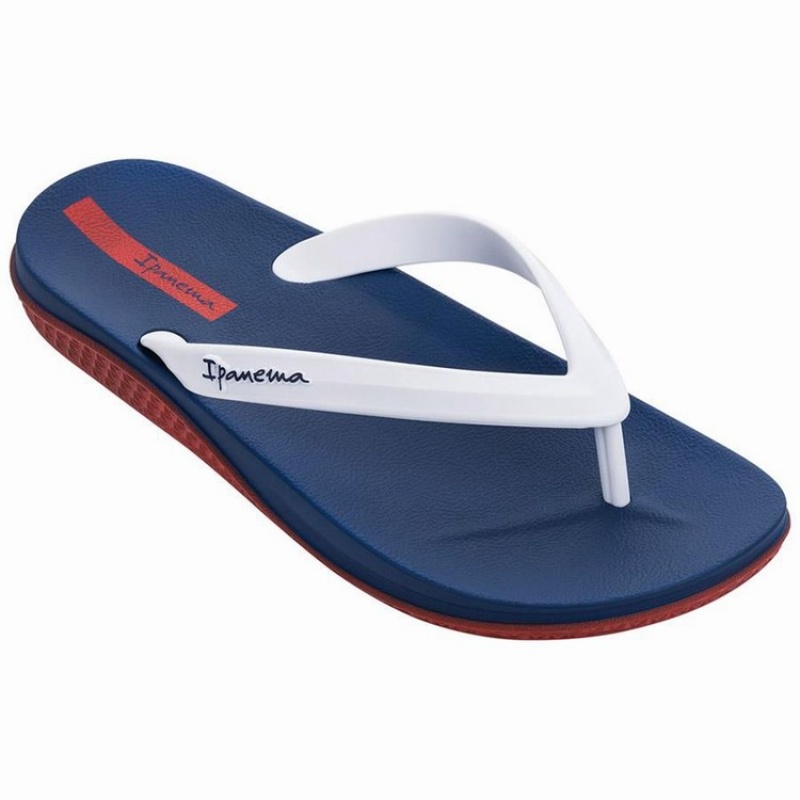 Blue / White Men\'s Ipanema Ana Lapa Flip Flops | KRBVSH-257